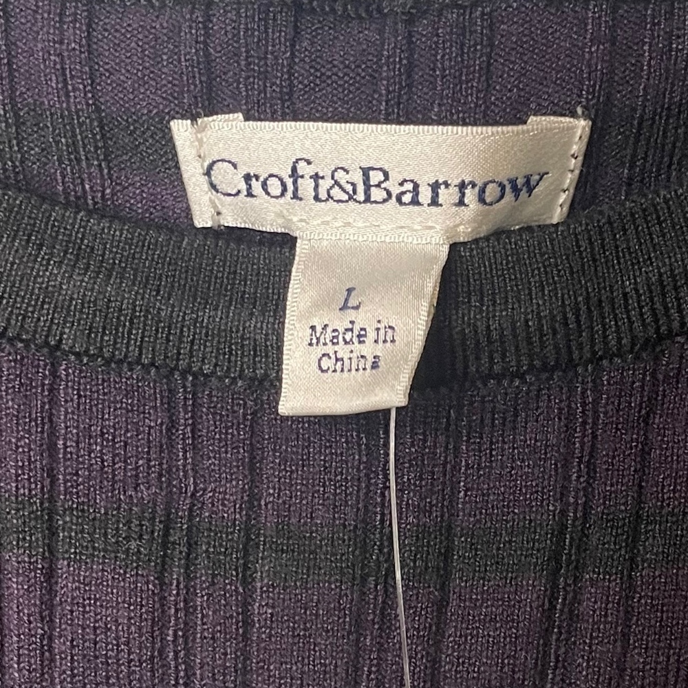 NWT Croft & Barrow Lettuce Edge Tunic Sweater Plum Black Buttons Size Large - Picture 4 of 10
